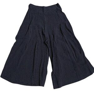 1.STATE Polka Dot Wide-Leg Crop Pants 4 Black White High Rise Flowing Gaucho